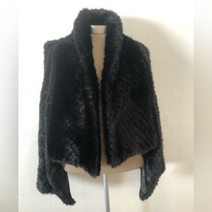 FINAL! NWOT! BLACK FAUX FUR FREE PLANET OPEN SWING VEST